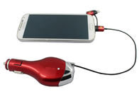 Κινητός φορτιστής τηλεφωνικών αυτοκινήτων υψηλής επίδοσης διπλός μικροϋπολογιστής USB εισελκόμενο καλώδιο